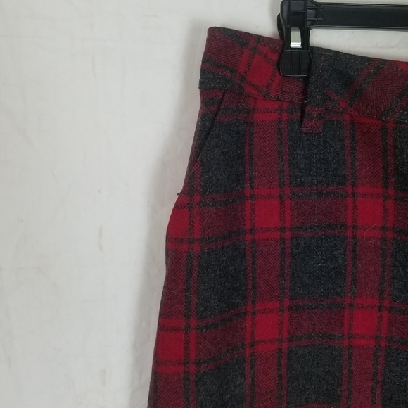 Eddie Bauer vintage red gray plaid wool blend skirt - Picture 4 of 6